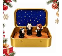 Mini presepe in scatola di latta, idea regalo per presepe | Set di statuette e statuette per presepe religioso cattolico, decorazione natalizia per bambini e adulti