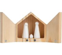 Mini Presepe Presepio Natività in Legno e Porcellana Miniatura Piccolo 5,5 cm