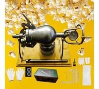 Mini produttore di popcorn nostalgici retrò, macchina popcorn in acciaio inossidabile cinese da 380 ml con base di bordo di legno, con indicatore di pressione di precisione, per la raccolta di