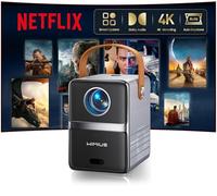 Mini proiettore 4K [Netflix Official|Dolby Audio] Smart Beamer Piccolo con WiFi6 2 vie Bluetooth Full HD 1080P Messa a fuoco elettrica Auto Correzione trapezoidale verticale Proiettore a breve
