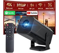 Mini proiettore 4K Smart Beamer compatibile, proiettore con WiFi Bluetooth 1080P Full HD, correzione trapezoidale automatica, compatibile con HDMI/TV Stick/Memory Stick/Laptop (X500 nero)