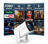 Mini Proiettore Android TV, Rotazione a 270°, Electric Focus & Auto Keystone, HD 1080P supportato, Proiettore AKATUO Home Cinema con WiFi e Bluetooth, Mini Proiettore esterno per Phone