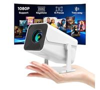 Mini proiettore con Bluetooth, messa a fuoco elettrica, proiettore cinematografico portatile con rotazione di 270°, supporto HD 1080p, Keystone automatico, compatibile con smartphone, TV Stick, laptop