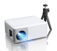 Mini Proiettore con Treppiede, AKIYO O1 Proiettore Portatile 15000 Lumens, Videoproiettore 4K Supporto Full HD 1080P, ±50° Keystone, Zoom 50%, Home Theater Movie, per Phone/TV Stick/HDMI/USB
