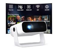 Mini proiettore intelligente con WiFi e Bluetooth, 350 ANSI 1080P HD, supporto girevole a 360°, supporto 4K e oltre 10000 app integrate, proiettore portatile per home movie