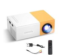 Mini Proiettore Portatile 1920x1080P HD 5V/2A Supporto Altoparlanti Stereo a Basso Rumore Proiettore a Luce Soffusa per Home Theater Film All'aperto Giallo e Bianco (Spina UE