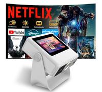 Mini proiettore Smart con supporto 4K con touchscreen, 1100ANSI, messa a fuoco automatica e correzione trapezoidale, WiFi 6 Bluetooth HDR10+, 1000+ app, doppio display
