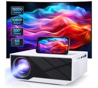 Mini projecteur, Prise en Charge WiFi Double Bande et Bluetooth 5.2, projecteur Home cinéma Full HD 1080P, Taille de Projection de 200 Pouces, Compatible avec Plusieurs appareils (Android/iOS/clé TV)