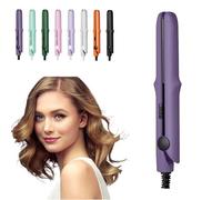 Mini Purpose Curling Iron, Upgrade 2 in 1 Mini Curling Wand & Flat Iron Hair Straightener, Portable Travel Curling Wand for Women, Hair Straightener for All Hair Type (Dark Purple)