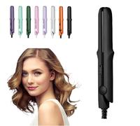Mini Purpose Curling Iron, Upgrade 2 in 1 Mini Curling Wand & Flat Iron Hair Straightener, Portable Travel Curling Wand for Women, Hair Straightener for All Hair Type (Black)