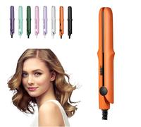 Mini Purpose Curling Iron, Upgrade 2 in 1 Mini Curling Wand & Flat Iron Hair Straightener, Portable Travel Curling Wand for Women, Hair Straightener for All Hair Type (Orange)