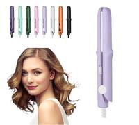 Mini Purpose Curling Iron, Upgrade 2 in 1 Mini Curling Wand & Flat Iron Hair Straightener, Portable Travel Curling Wand for Women, Hair Straightener for All Hair Type (Light Purple)