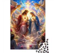 Mini puzzle con angelo e croce, 1000 pezzi, per adulti, decorazione per la | 52 x 38 cm, per amanti dell'arte, antistress, puzzle fatto a mano, regalo per amici, decorazione per ufficio