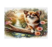 Mini puzzle con cane, fiume, 1000 pezzi, per adulti, idea regalo | Puzzle in cartone da 70 x 50 cm, per amanti del rilassamento, fatto a mano, regalo di compleanno, decorazione per la casa