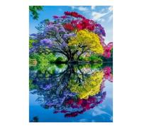 Mini puzzle da 1000 pezzi, con albero colorato a specchio, per adulti | 52 x 38 cm, carta, decorazione per ufficio, vestibilità perfetta, regalo per amici, antistress