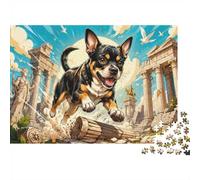 Mini puzzle da 1000 pezzi, motivo: cane rovine per adulti | 70 x 50 cm, puzzle di carta, gioco da gioco, decorazione per soggiorno, regalo, antistress, senza polvere