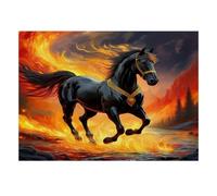 Mini puzzle da 1000 pezzi per adolescenti, motivo: cavallo fuoco di | 38 x 26 cm Cartone Decorazione Ufficio Taglio Preciso Regalo di Compleanno Rilassamento