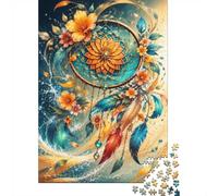 Mini puzzle da 1000 pezzi, per adulti, con fiori e piume, acchiappasogni | 52 x 38 cm, in cartone per gli amanti del puzzle, antistress, gioco di enigmi, regalo per la casa