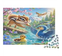 Mini puzzle da 1000 pezzi, per adulti, con scoiattolo, uccello, fiore | 38 x 26 cm, puzzle in cartone per amanti della famiglia, legame intellettuale, regalo di compleanno, decorazione per il