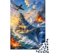 Mini puzzle da 1000 pezzi, per adulti, nave da guerra, aereo, oceano | 70 x 50 cm, decorazione per ufficio, perfetta idea regalo di compleanno, antistress