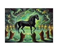 Mini puzzle da 1000 pezzi, per adulti, rituale magico con cavallo | 70 x 50 cm, decorazione per ufficio, perfetta idea regalo di compleanno, antistress