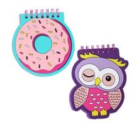 Mini quaderno a spirale 2 pezzi piccolo blocco note carino ciambella gufo mini quaderno tascabile anelli di rilegatura flessibili bloc notes copertura in PVC blocchetti steno per ragazze stile 1