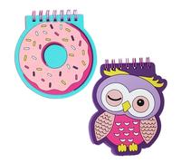 Mini quaderno a spirale 2 pezzi piccolo blocco note carino ciambella gufo mini quaderno tascabile anelli di rilegatura flessibili bloc notes copertura in PVC blocchetti Steno per ragazze stile 1 tasc