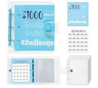 Mini raccoglitore di budget portatile for sfide di risparmio di denaro con buste for contanti for risparmiare $ 1000 for la scuola in ufficio a casa(Blue)