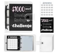 Mini raccoglitore di budget portatile for sfide di risparmio di denaro con buste for contanti for risparmiare $ 1000 for la scuola in ufficio a casa(Noir)