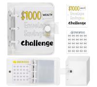 Mini raccoglitore di budget portatile for sfide di risparmio di denaro con buste for contanti for risparmiare $ 1000 for la scuola in ufficio a casa(Blanc)