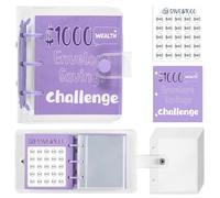 Mini raccoglitore di budget portatile for sfide di risparmio di denaro con buste for contanti for risparmiare $ 1000 for la scuola in ufficio a casa(Purple)