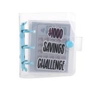 Mini raccoglitore in PVC per le sfide del risparmio, 1000 raccoglitori con 25 buste trasparenti per contanti, fogli di bilancio e etichette adesive (blu)