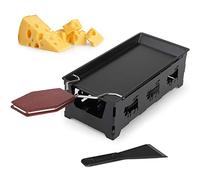 Mini Raclette Set, hicoosee Padella per Formaggio con Spatola in Silicone Mini Teglia da Forno Antiaderente per Formaggio Fuso, Cioccolato Nero