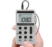 Mini Radio Portatile Ricevitore Radio AM/FM Radiolina Portatile con Cuffie, Radio Tascabile con Display LCD a Batteria Ricaricabile