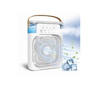 Mini raffrescatore evaporativo portatile con diffusore d'acqua, 3 velocità, timer e 7 luci LED, bianco