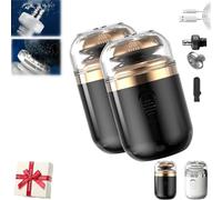 Mini rasoio elettrico 2 in 1 a capsula portatile, lavabile, con ricarica automatica di tipo C, design multifunzionale adatto ai viaggi da uomo (nero 2)