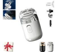 Mini rasoio elettrico 2 in 1 a capsule, lavabile, con ricarica automatica di tipo C, design multifunzionale adatto ai viaggi da uomo (bianco)