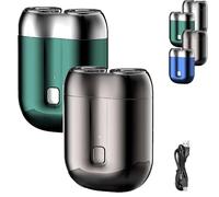 Mini rasoio elettrico a doppia testa, mini rasoio elettrico Ipx-7, impermeabile, portatile, ricaricabile tramite USB, per casa, viaggi (2PCS-B)