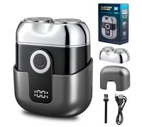 Mini Rasoio Elettrico Barba Uomo - Rasoio da Viaggio Portatile Impermeabile IPX6 con Schermo LED, USB-C Rapido, Silenzioso & Compatto - Grigio