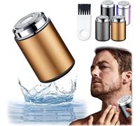 Mini rasoio elettrico da uomo, IPX7, impermeabile, a secco/bagnato, ricaricabile tramite USB, portatile, per viaggi, ufficio, viaggi di lavoro (oro)