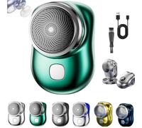 Mini Rasoio Elettrico da Uomo,Shaver Elettrico Portatile con Display a LED,Electric Razor Umido Asciutto Ricaricabile USB per Casa Auto Viaggi (Green)