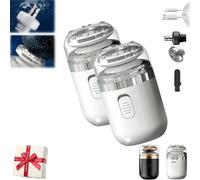 Mini rasoio elettrico portatile 2 in 1, lavabile, con ricarica automatica di tipo C, design multifunzionale adatto ai viaggi da uomo (bianco 2)