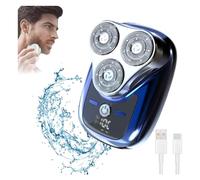 Mini rasoio elettrico portatile con sfumatura di pietra spaziale, impermeabile, ricaricabile, con display a LED, kit per la toelettatura (blu ghiaccio)