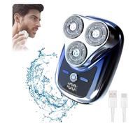 Mini rasoio elettrico portatile con sfumatura di pietra spaziale, impermeabile, ricaricabile, con display a LED, kit per la toelettatura (blu sfumato)