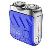 Mini rasoio elettrico portatile per uomo, doppia testa impermeabile, ricaricabile tramite USB con ricarica rapida di tipo C, corpo in lega di zinco, IPX7, indicatore batteria a led