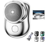Mini rasoio elettrico portatile tascabile 2023 USB, ricaricabile, impermeabile, rasoio elettrico Magic Travel rotondo, mini macchina da barba da uomo per uso quotidiano (argento)