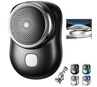 Mini rasoio elettrico portatile tascabile 2023 USB, ricaricabile, impermeabile, rasoio elettrico Magic Travel rotondo, mini macchina da barba da uomo, per uso quotidiano (nero)
