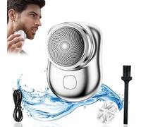Mini rasoio elettrico, Zao Mini rasoio da uomo 2023, mini rasoio elettrico portatile, tascabile, lavabile, bagnato e asciutto, mini rasoio USB da viaggio, regalo per la festa del papà (argento)