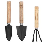Mini rastrello da giardinaggio e 2 pale, piccoli strumenti pratici per fiori di piante artiglio pala con manico in legno per giardinaggio in vaso (set di 3 pezzi)