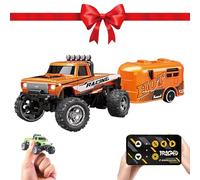 Mini RC Monster Truck, Mini Monster Trucks, 1/64 RC Car, Monsters Truck Remote Control Car with Lights (Orange)